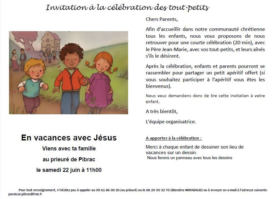 Célébration des tout-petits samedi 22 juin au prieuré