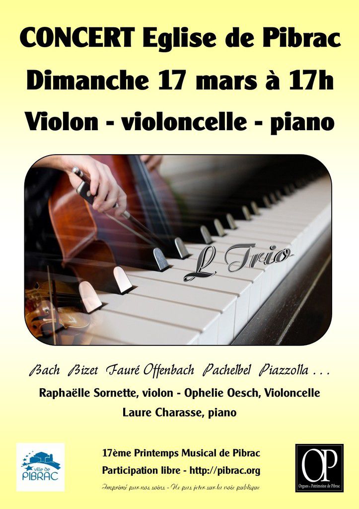 Concert dimanche 17 mars à l’église de Pibrac