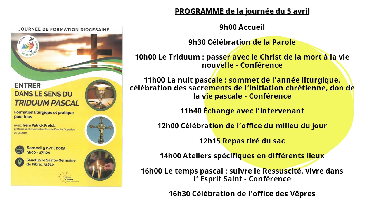 Agenda paroissial du vendredi 4 au 13 avril 2025