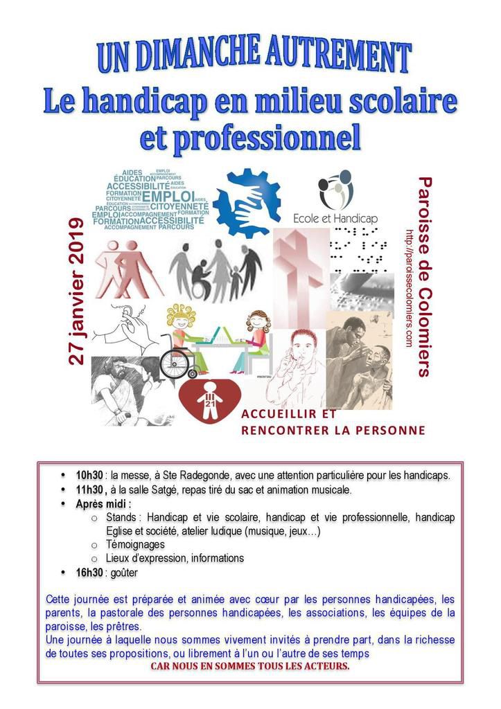 Un dimanche Autrement à Colomiers – le handicap en milieu scolaire et professionnel – 27 janvier