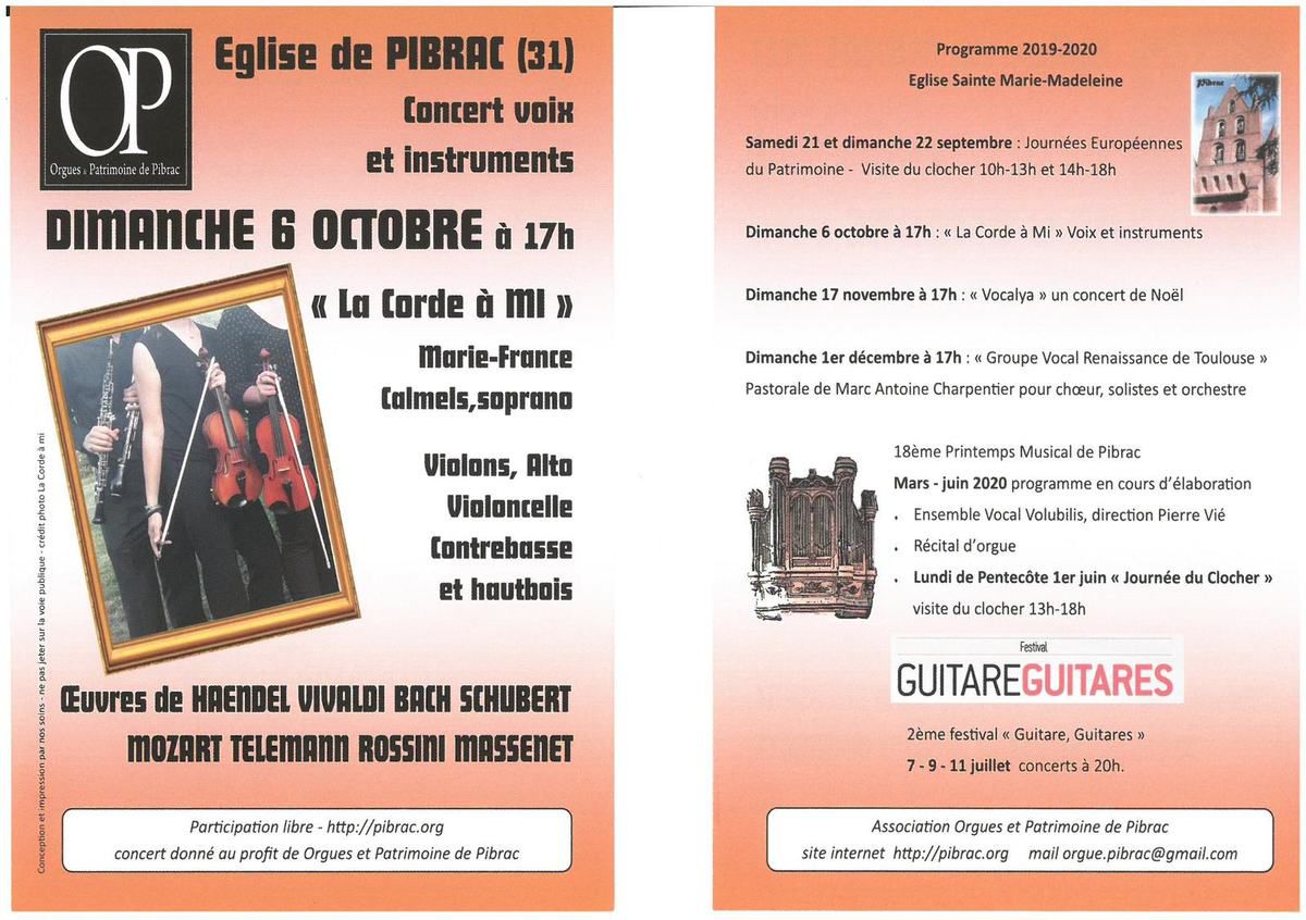 Concert le 6 octobre à l’église de Pibrac