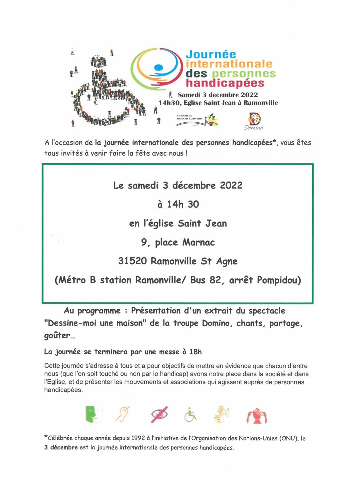 Journées internationale des personnes handicapées : samedi 3 décembre