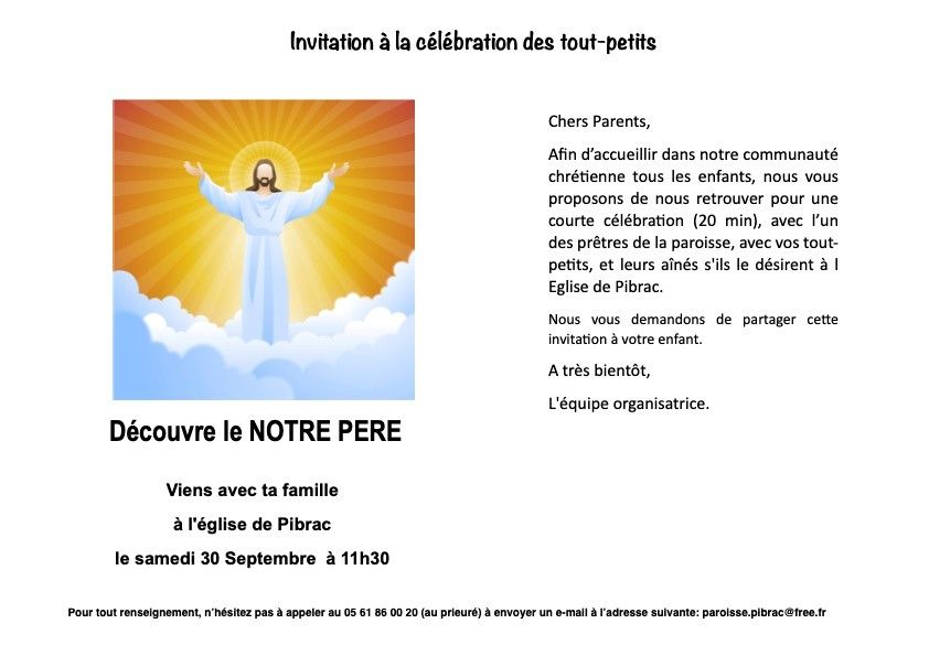 Célébration des tout-petits : c’est reparti ! RDV le 30 septembre !