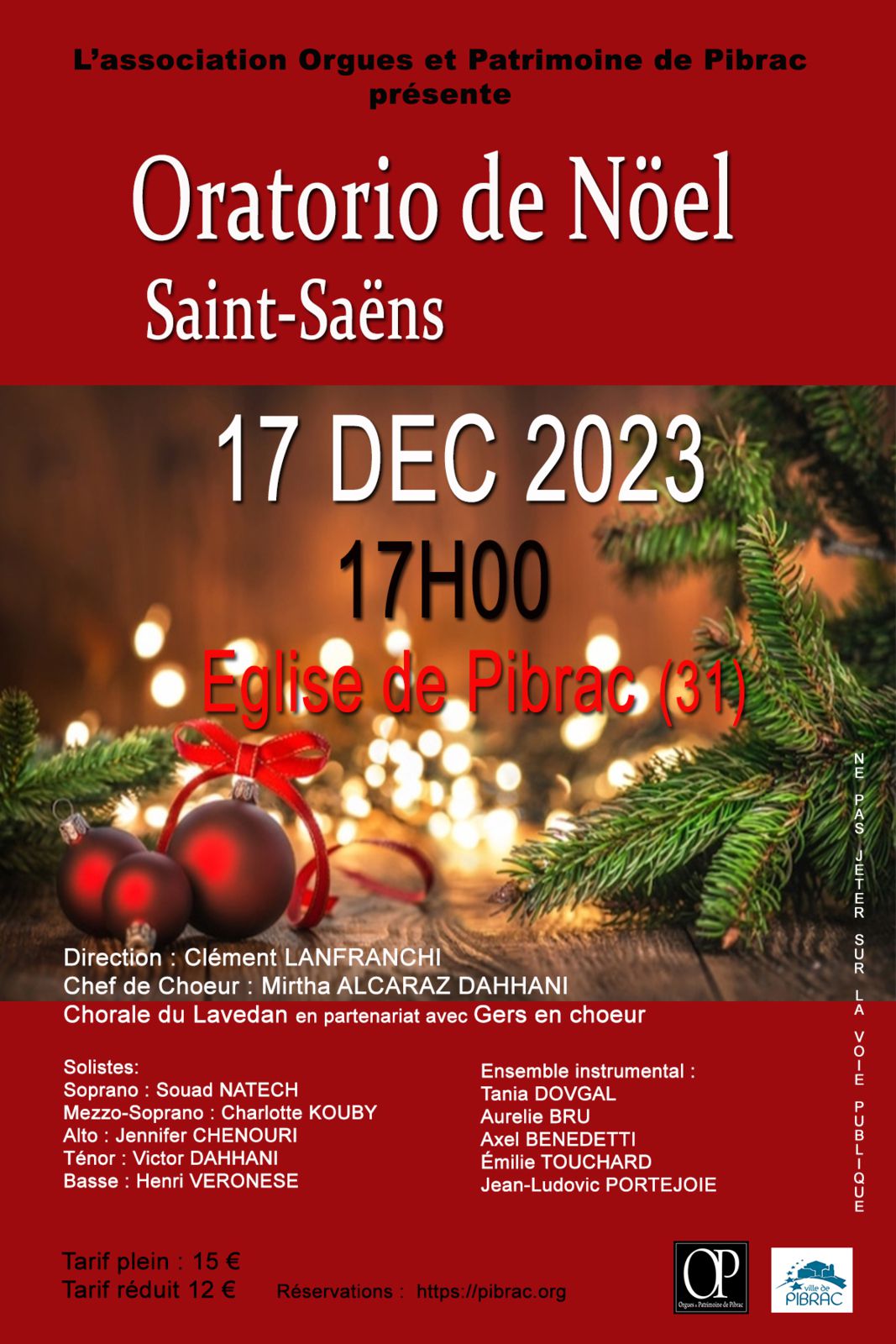 Concert à Pibrac le 17 décembre