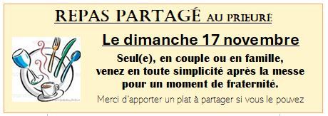 Repas partagé le dimanche 17 novembre