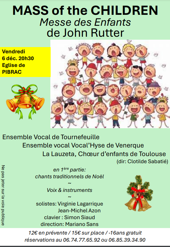 6 décembre – Concert à l’église de Pibrac