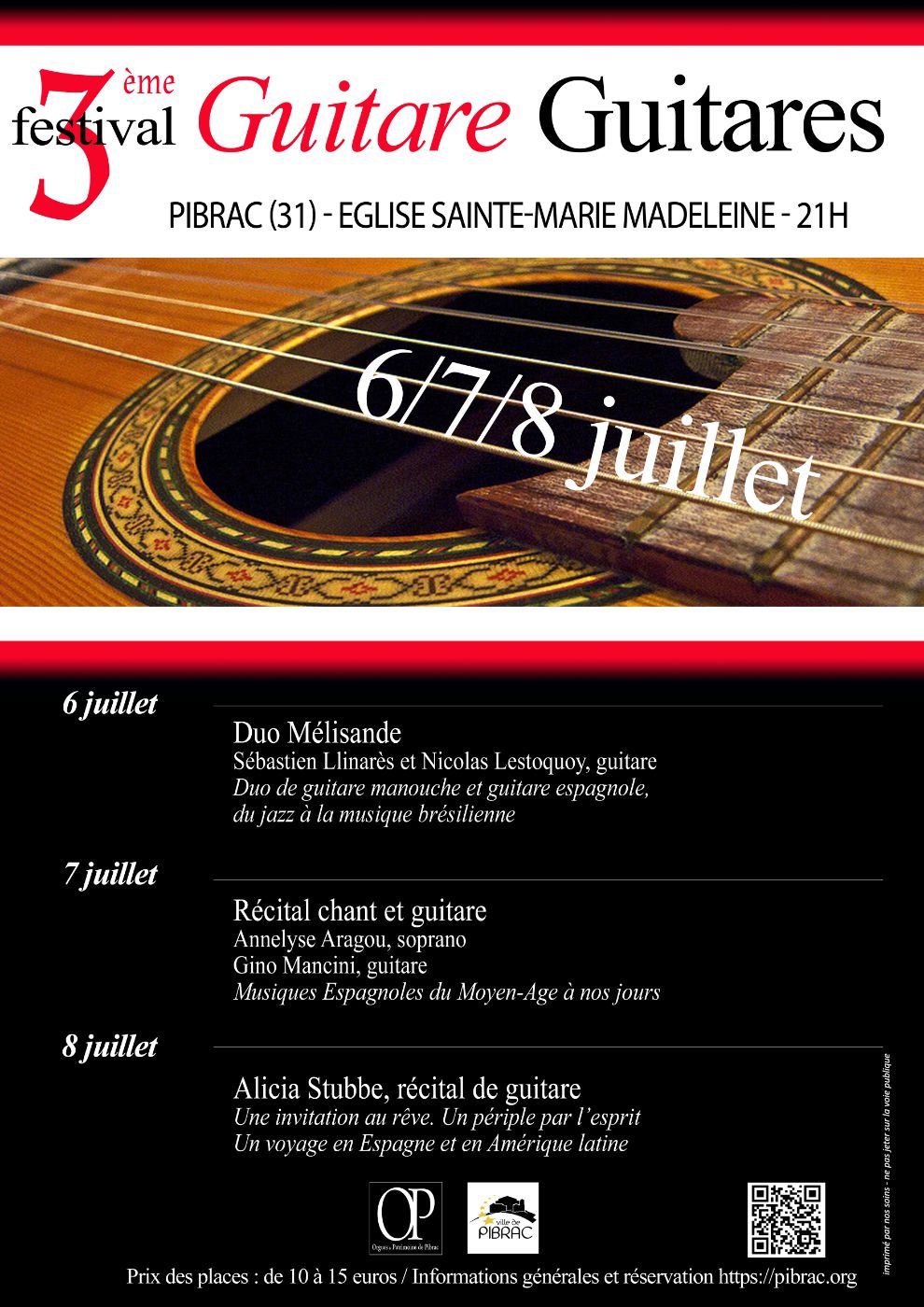 3ème Festival Guitares les 6, 7 et 8 juillet à l’église de Pibrac