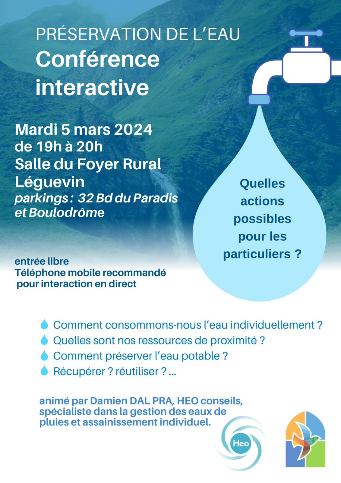 Carême Eglise Verte – Conférence sur la préservation de l’eau chez les particuliers le 5 mars à Léguevin
