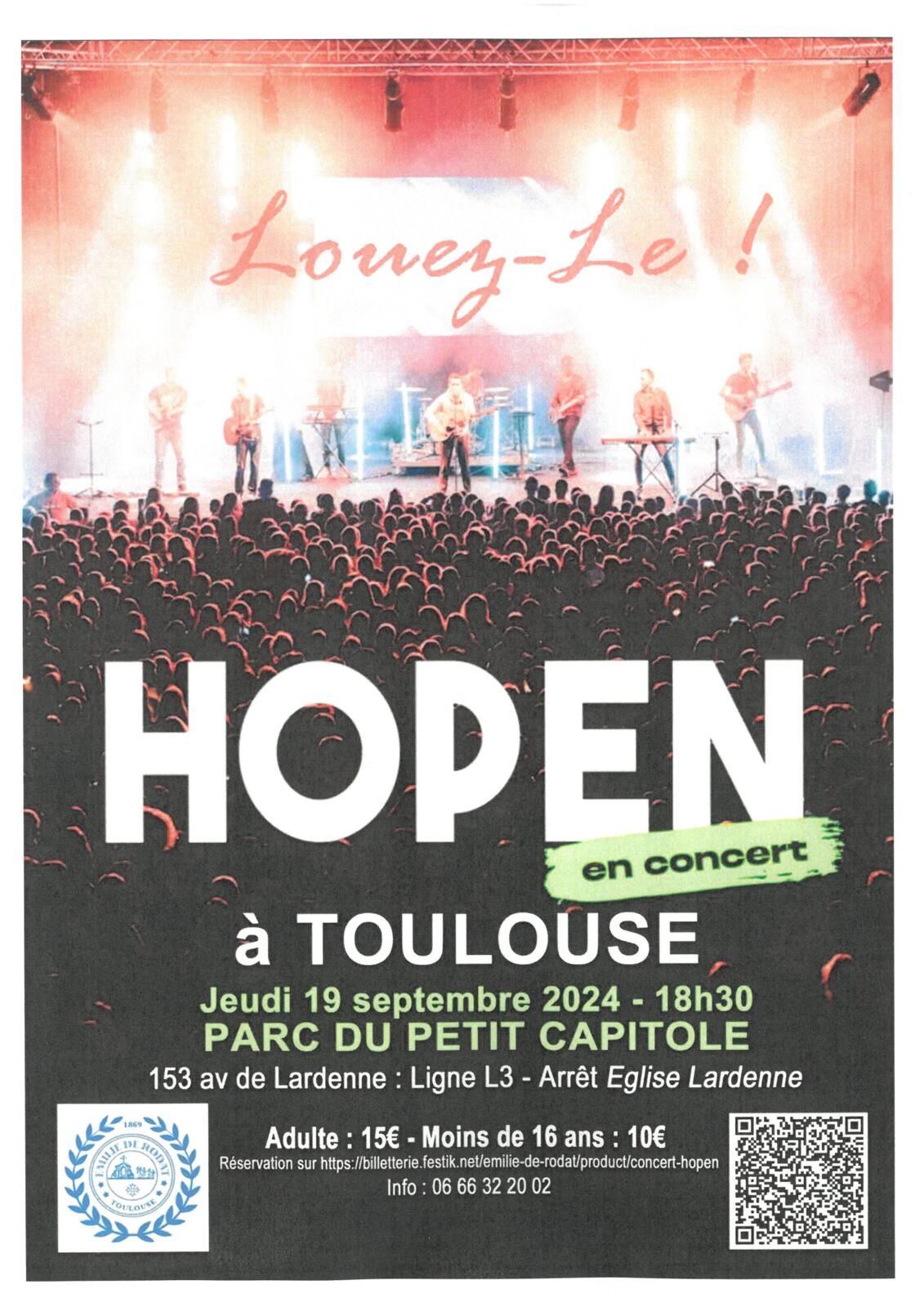 Concert HOPEN à Toulouse – jeudi 19 septembre à 18h30