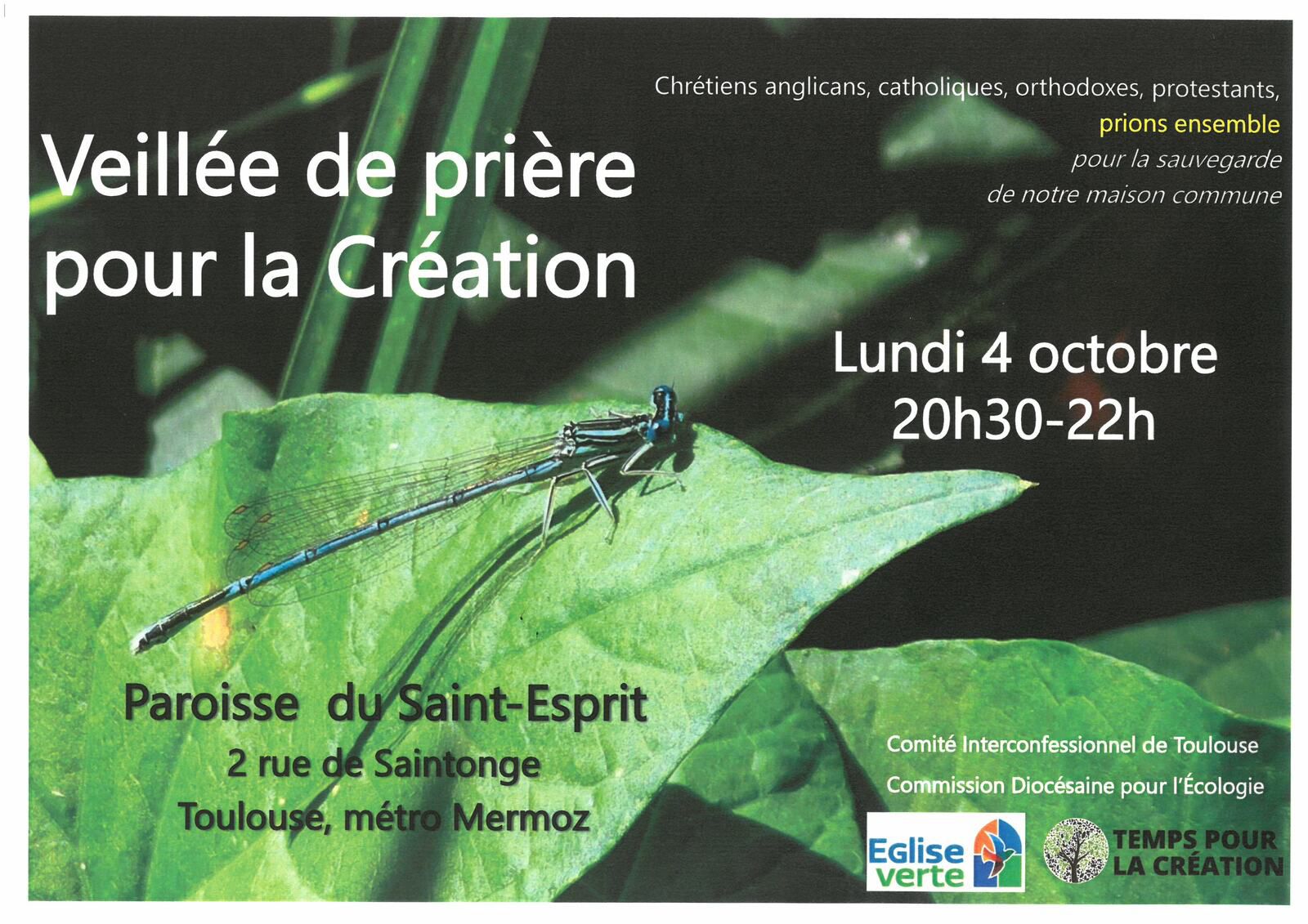 Veillée de Prière pour la Création – Lundi 4 octobre 20h30 à Toulouse