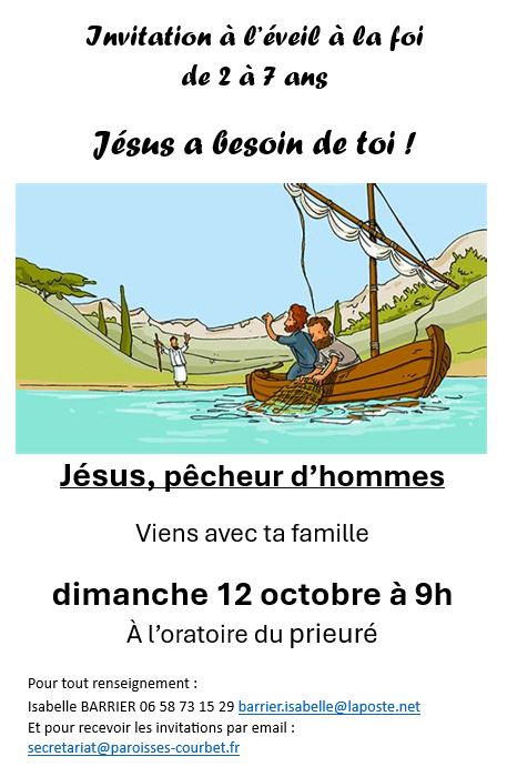 Éveil à la foi – invitation du dimanche 12 octobre à 9h à l’Oratoire