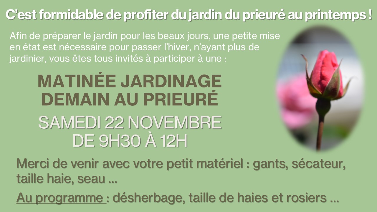 Jardinage au prieuré de Pibrac : c’est demain !